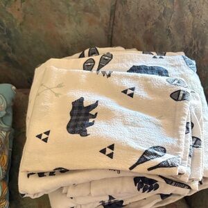 White and Blue Bear Print Blanket